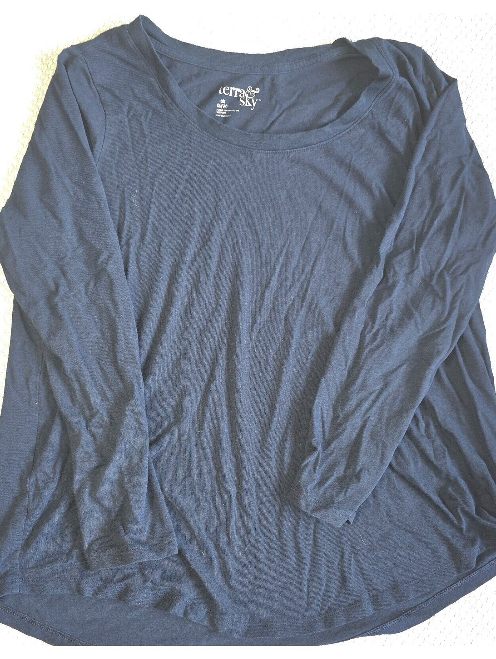 Navy blue long long sleeve crew neck Terra & sky blouse size 14w